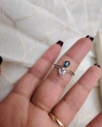 anello regolabile placcato argento con Topazio 