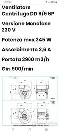 Ventilatore centrifugo 245W
