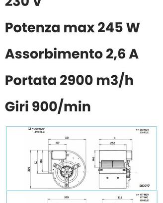 Ventilatore centrifugo 245W