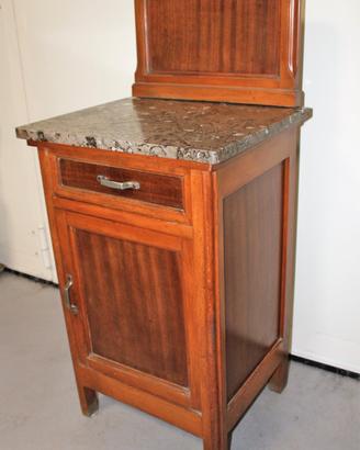 Comodino in legno con piano in marmo "Art Decò"