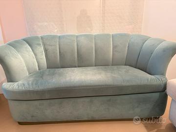 Divano velluto verde salvia con poltrone