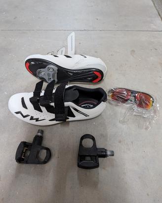 Northwave Scarpe Bici da Strada White + attacchi 