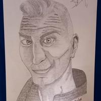 caricatura Aaron  Crow con autografo