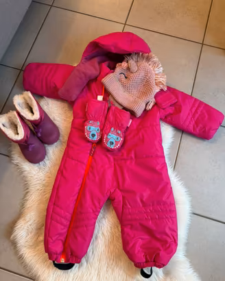 Tuta sci/ tutone da neve bimba/ guanti e doposcì