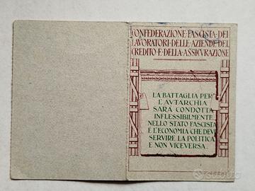 Tessera Confederazione Fascista Lavoratori 1939