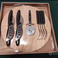 TAGLIERE PIZZA IN LEGNO - SET 10 PEZZI - NUOVO
