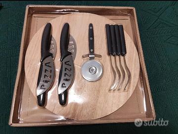 TAGLIERE PIZZA IN LEGNO - SET 10 PEZZI - NUOVO