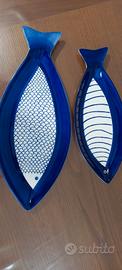 Set 2 Vassoi "Deep Blue" a forma di Pesce