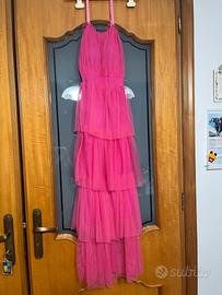 Vestito fucsia a balze velate