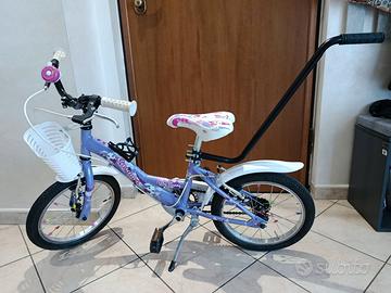 Bicicletta bambina altezza 16 con barra di spinta