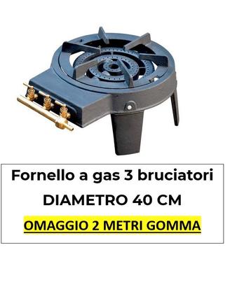 Fornello a gas campeggio 3 bruciatori vulcan 40cm