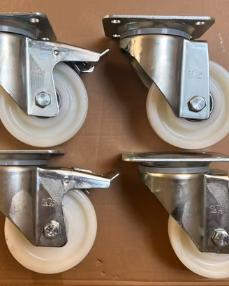 4 Ruote Carico Pesante Ø125 girevoli e freno Nylon
