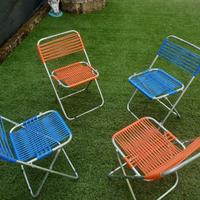 N°4 SEDIE PIEGHEVOLI SPAGHETTI PLASTICA ANNI '70