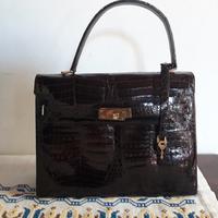 Borsa vintage in cocco tipo Kelly 