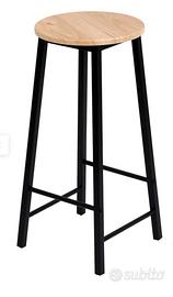 sgabello gambe nere e seduta rovere naturale