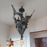 Lampadario in ferro battuto – design anni 60 70