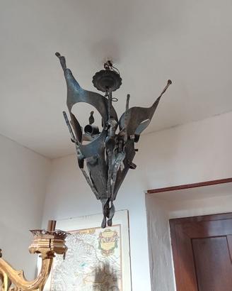 Lampadario in ferro battuto – design anni 60 70