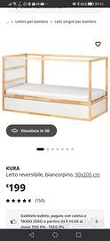 Letto Ikea reversibile pino, 90x200
