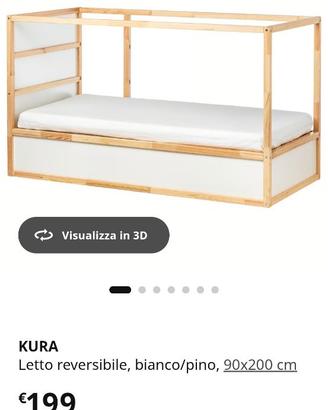 Letto Ikea reversibile pino, 90x200
