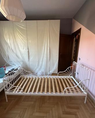Struttura letto allungabile e doghe, bianco, 80x20