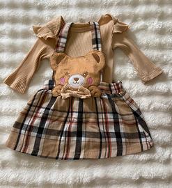 Completo vestito neonata con orsetto