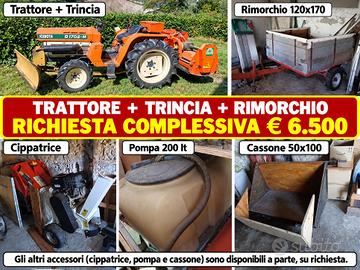 Kubota B1702-M con trincia e rimorchio €6.500