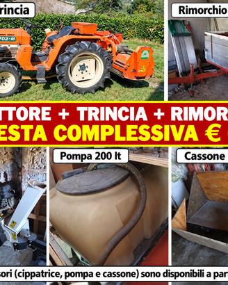 Kubota B1702-M con trincia e rimorchio €6.500