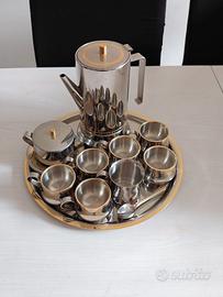 Servizio da Caffè con caffettiera  Acciaio e Oro