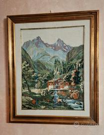 Quadro ricamato a mano – Paesaggio di montagna