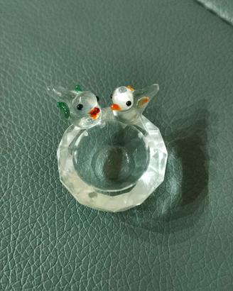 Cestino cristallo con uccellini