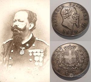 L. 5 scudo argento 1870 zecca M MILANO Vittorio Em