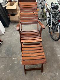 Coppia poltrona sdraio legno