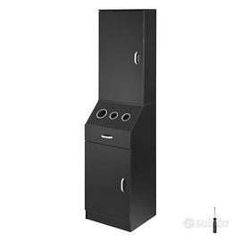 Mobiletto per Parrucchiere 3 Supporti Nero Opaco