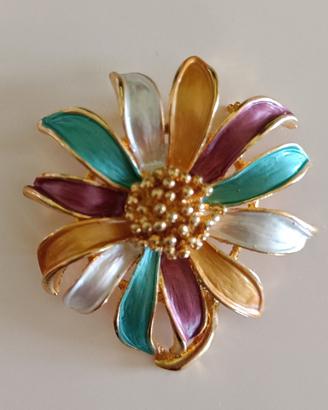 Spilla fiore smaltato vintage