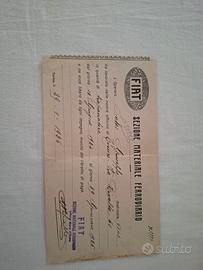 certificato di lavoro della Fiat, ferroviaria 