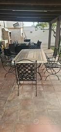 Tavolo+6 sedie in ferro battuto con mosaico