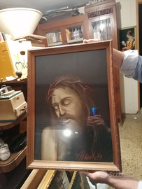 Quadro Cristo disegnato con pastelli ad olio