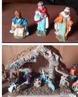 Presepe con personaggi e stella cometa illum