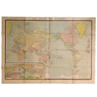 Carta geografica murale antica GLI STATI DEL MONDO