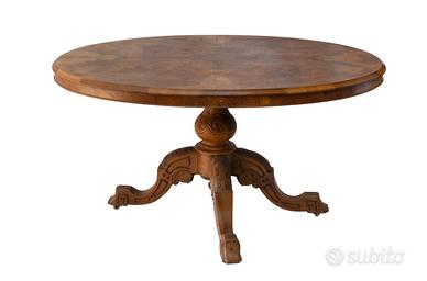 Tavolo ovale in radica di noce, inglese, dell'800