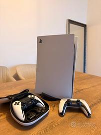 PS5 con disco, controller pro edge e monitorgaming