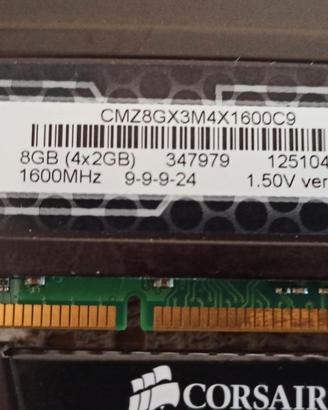 Memoria Ram Corsair Vengeance 8GB 4x2GB 1600 Mh