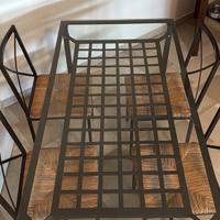 Tavolo in ferro e vetro + 4 sedie