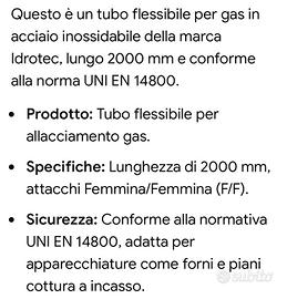 Tubo acciaio gas flessibile