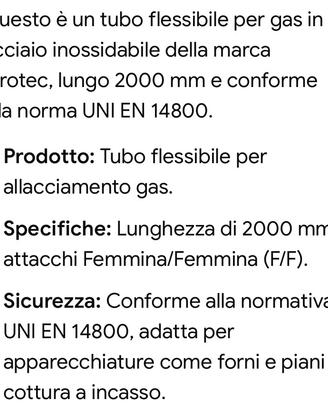 Tubo acciaio gas flessibile