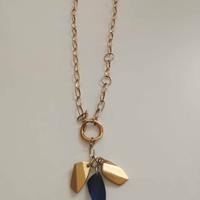 Collana a catena con pietre oro e blu