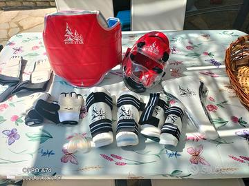 Kit protezioni taekwondo, arti marziali, taglia S