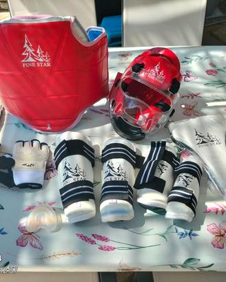 Kit protezioni taekwondo, arti marziali, taglia S