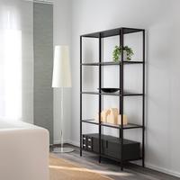 Scaffale in metallo e vetro