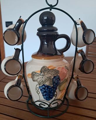 Set liquori vintage in ceramica sarda artigianale